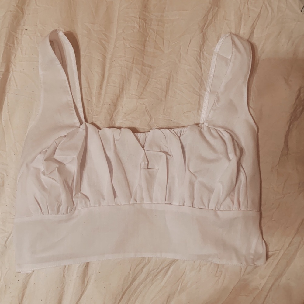 White ruched crop top